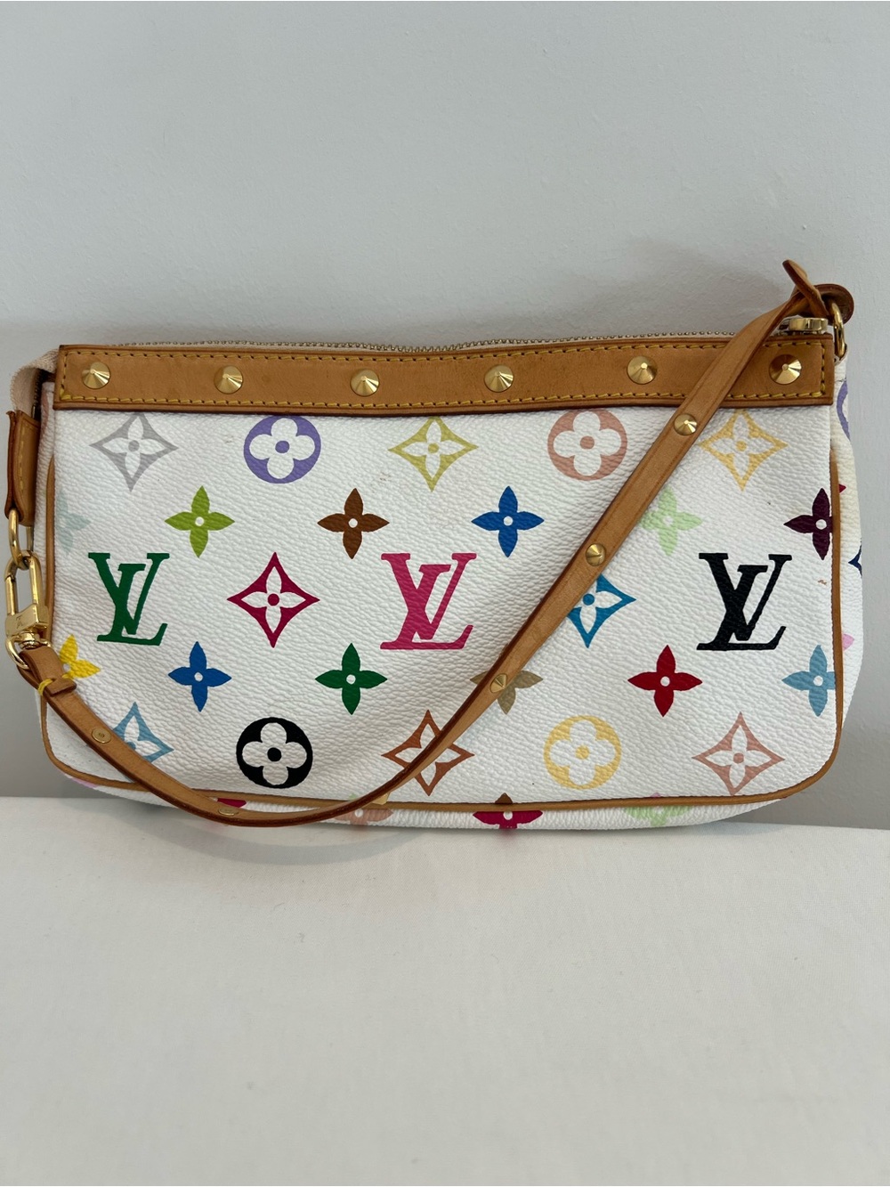 Louis Vuitton White Multicolor Monogram Shoulder Pochette